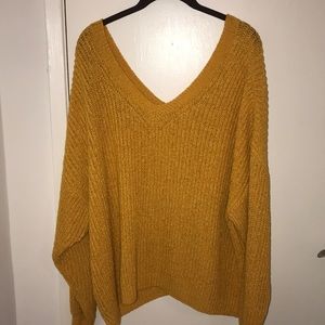 Zara Oversized, V-Neck, Mustard Sweater